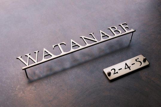 いぶし真鍮切り文字表札